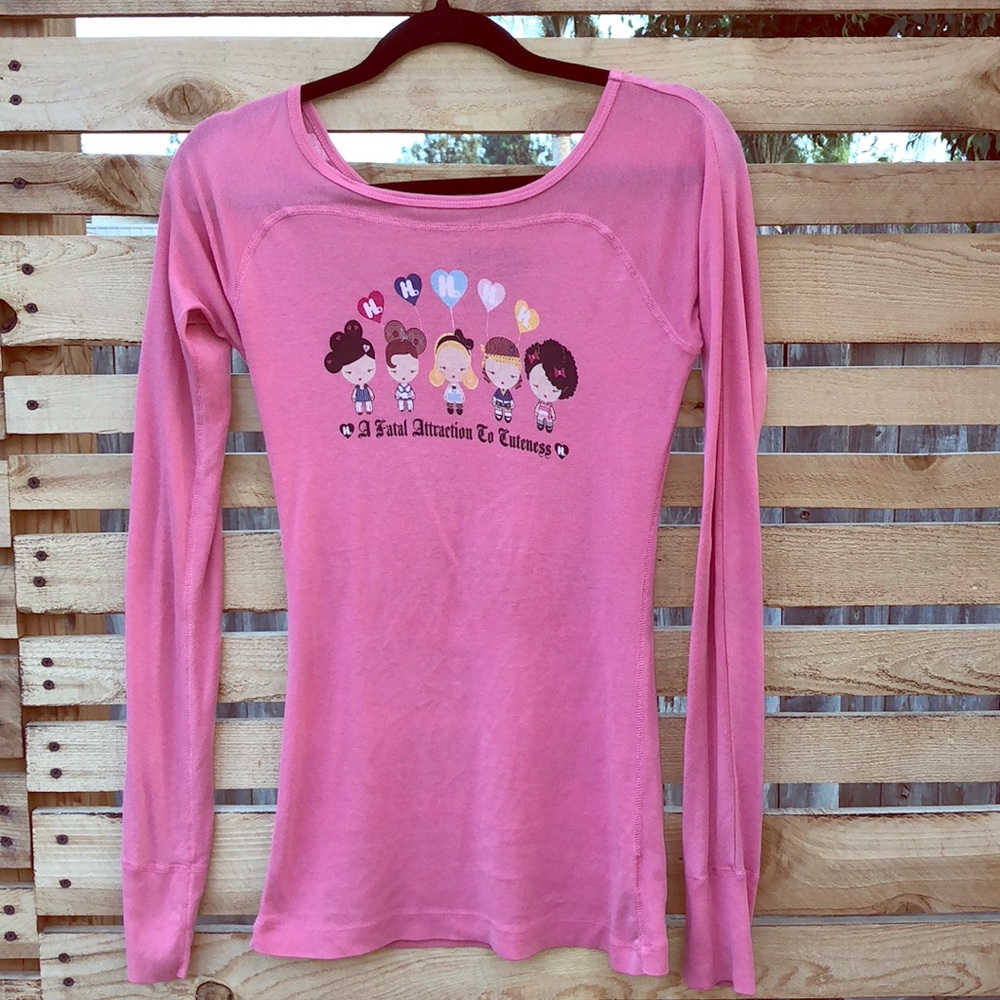 Harajuku pink long sleeve top